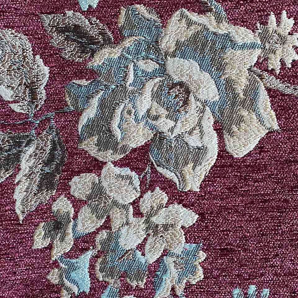 フラットポーチ ジャガード ワインレッド 花柄 化粧ポーチ 布製 ファッション雑貨 画像3