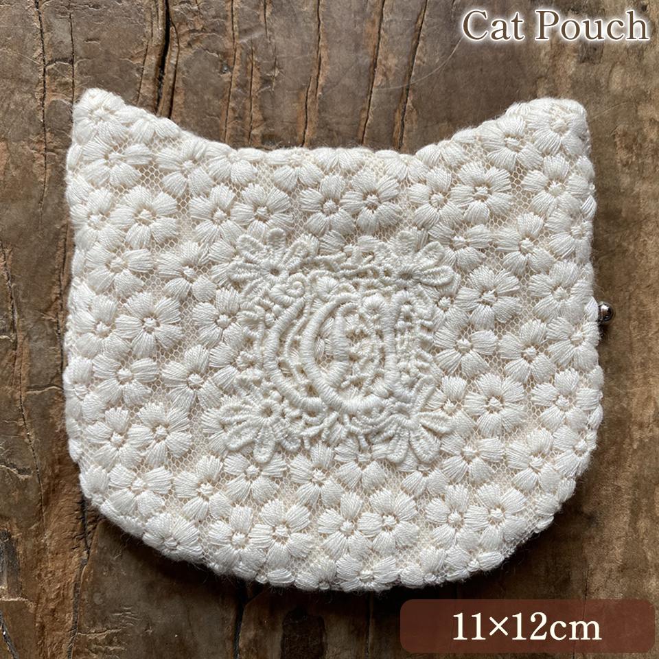 キャットポーチ ポーチ 化粧ポーチ 旅行用 レース 画像1サムネイル
