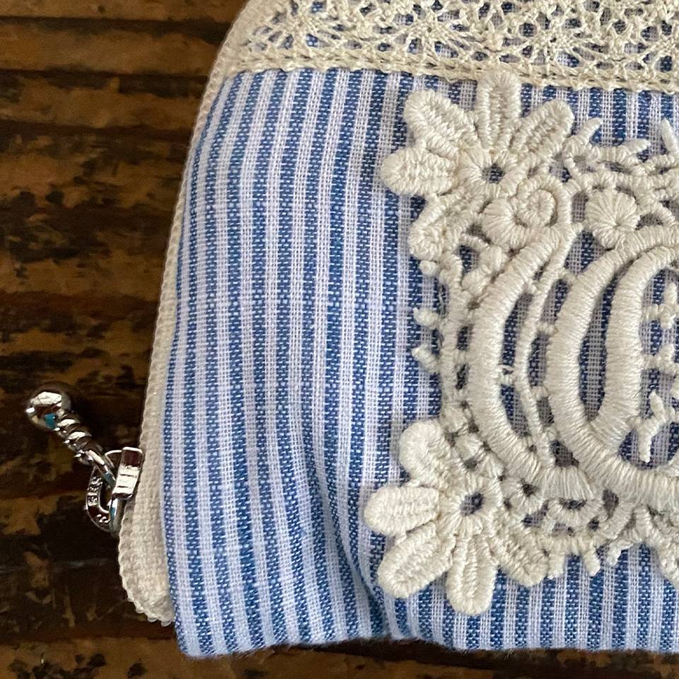 アクセサリーポーチ 化粧ポーチ ファブリック レース 刺繍 ファッション雑貨 画像2