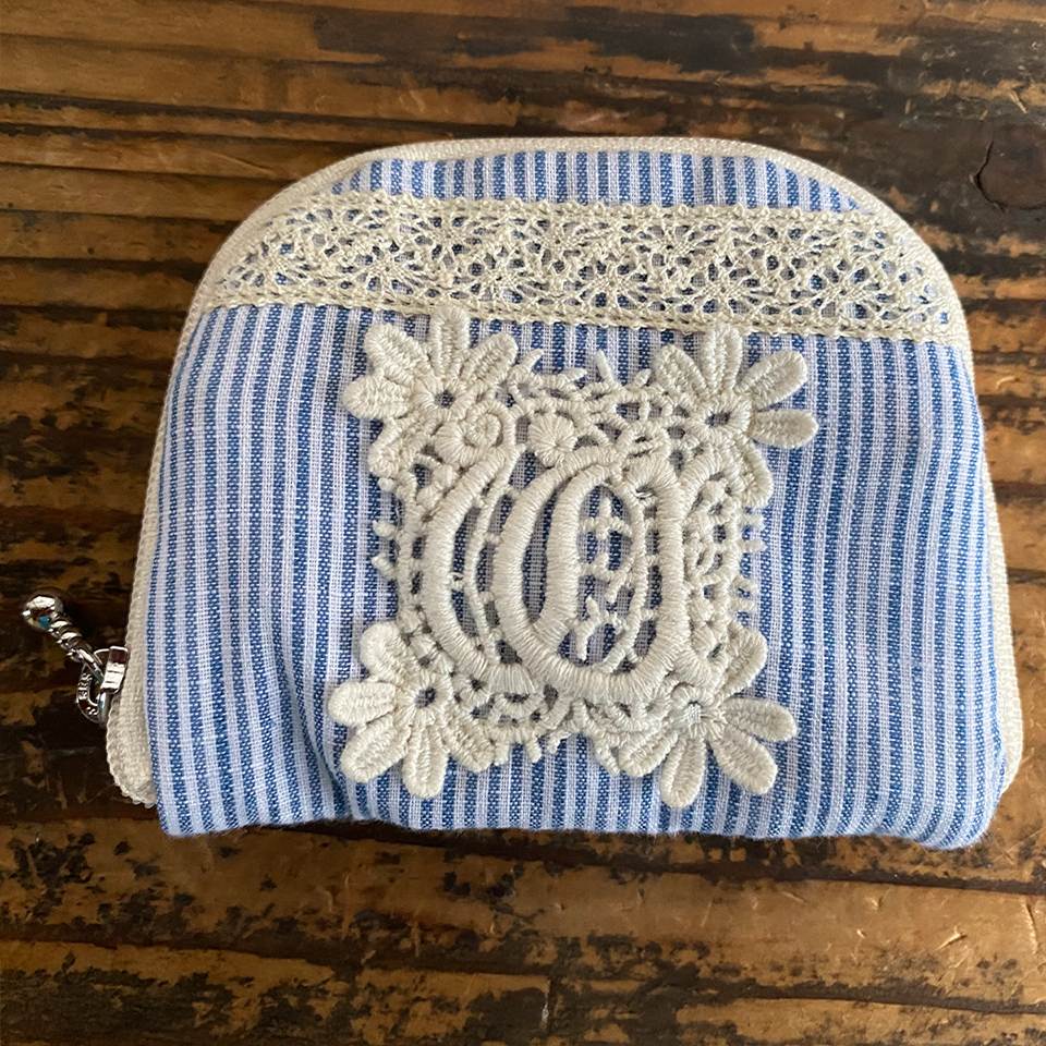 アクセサリーポーチ 化粧ポーチ ファブリック レース 刺繍 ファッション雑貨 画像4