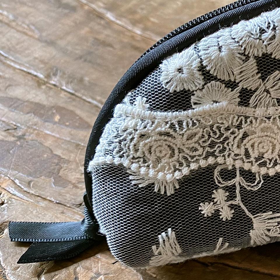 グラスケース メガネポーチ 布製 レース 刺繍 ファッション雑貨 画像3