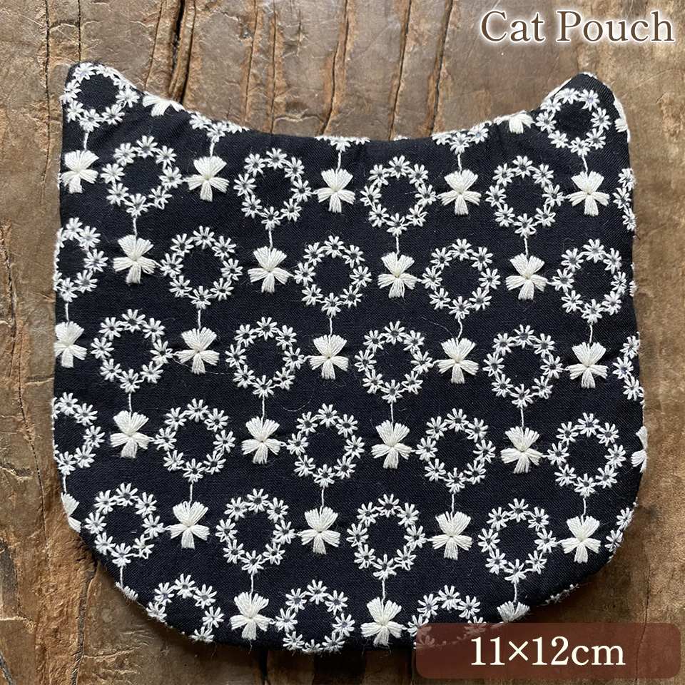 キャットポーチ ポーチ 化粧ポーチ 旅行用 レース 画像1サムネイル