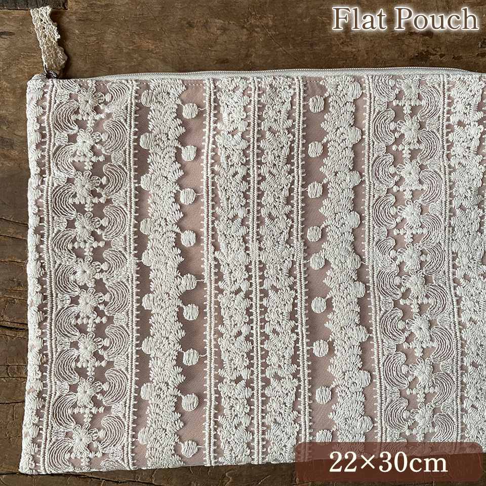 フラットポーチ ポーチ 化粧ポーチ 旅行用 レース 画像1サムネイル