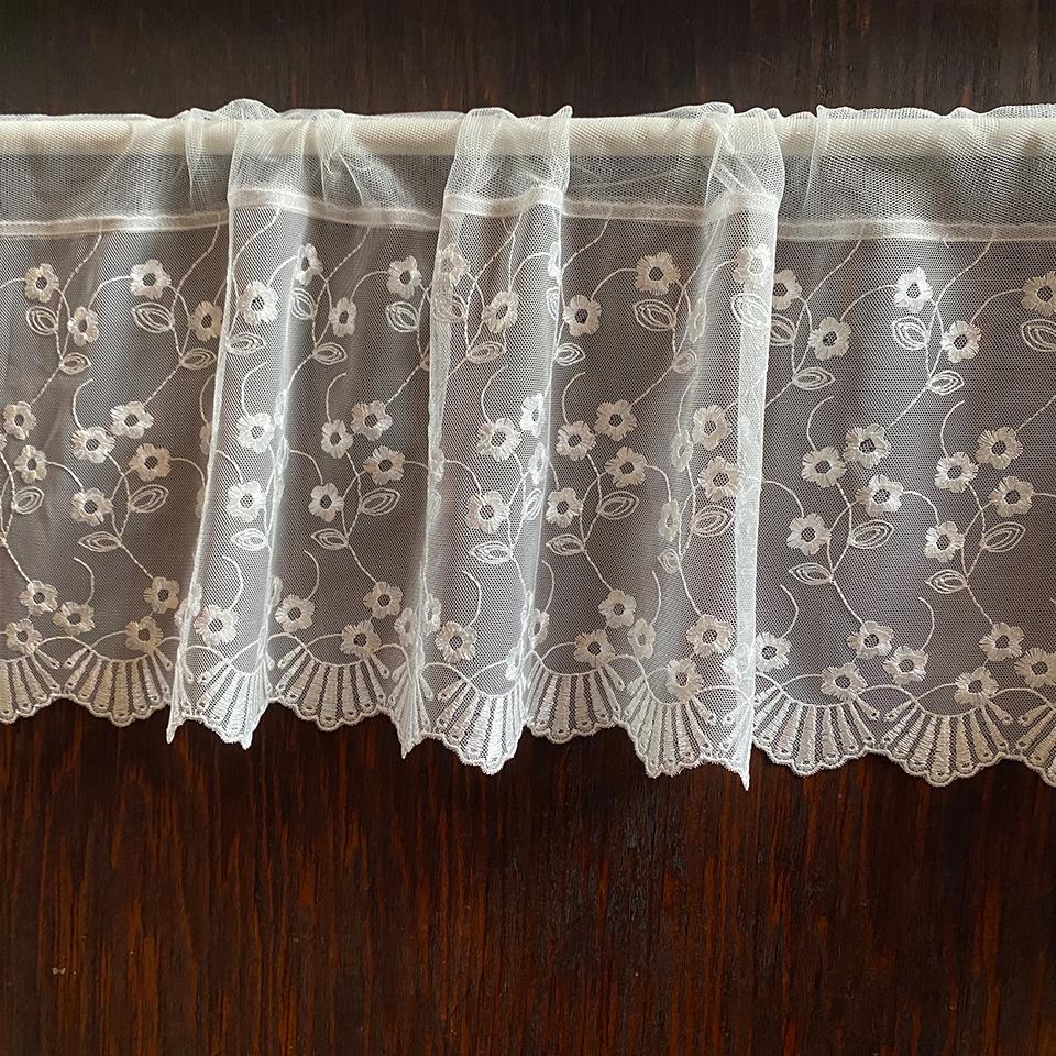 カフェカーテン カーテン オフホワイト レース チュールレース 刺繍 画像4