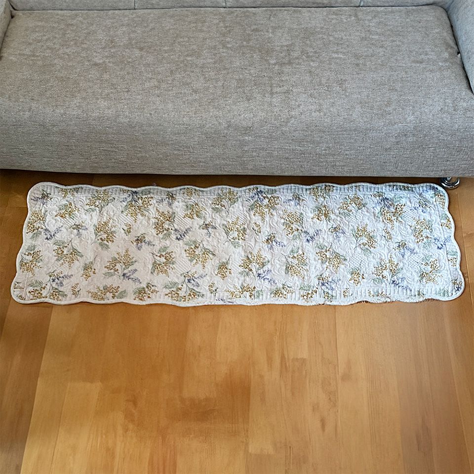 マット 敷物 長方形 滑り止め付 キルト ホワイトキルト 画像3