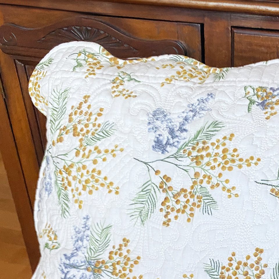 クッションカバーのみ 正方形 キルト ホワイトキルト 画像3