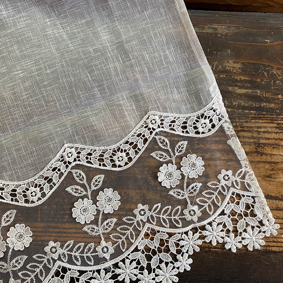 カフェカーテン カーテン 小窓用 ファブリック レース 刺繍 インテリア雑貨 画像2