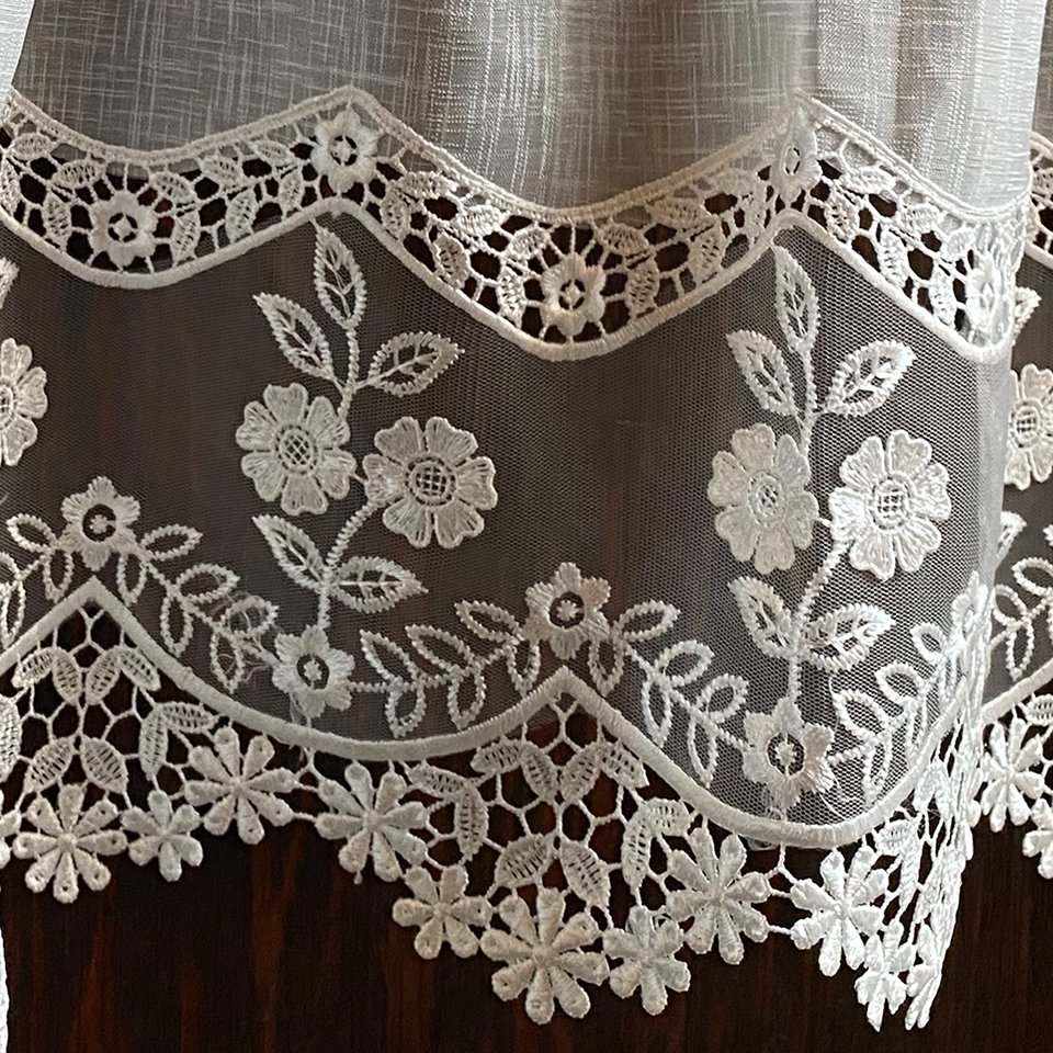 カフェカーテン カーテン 小窓用 ファブリック レース 刺繍 インテリア雑貨 画像3
