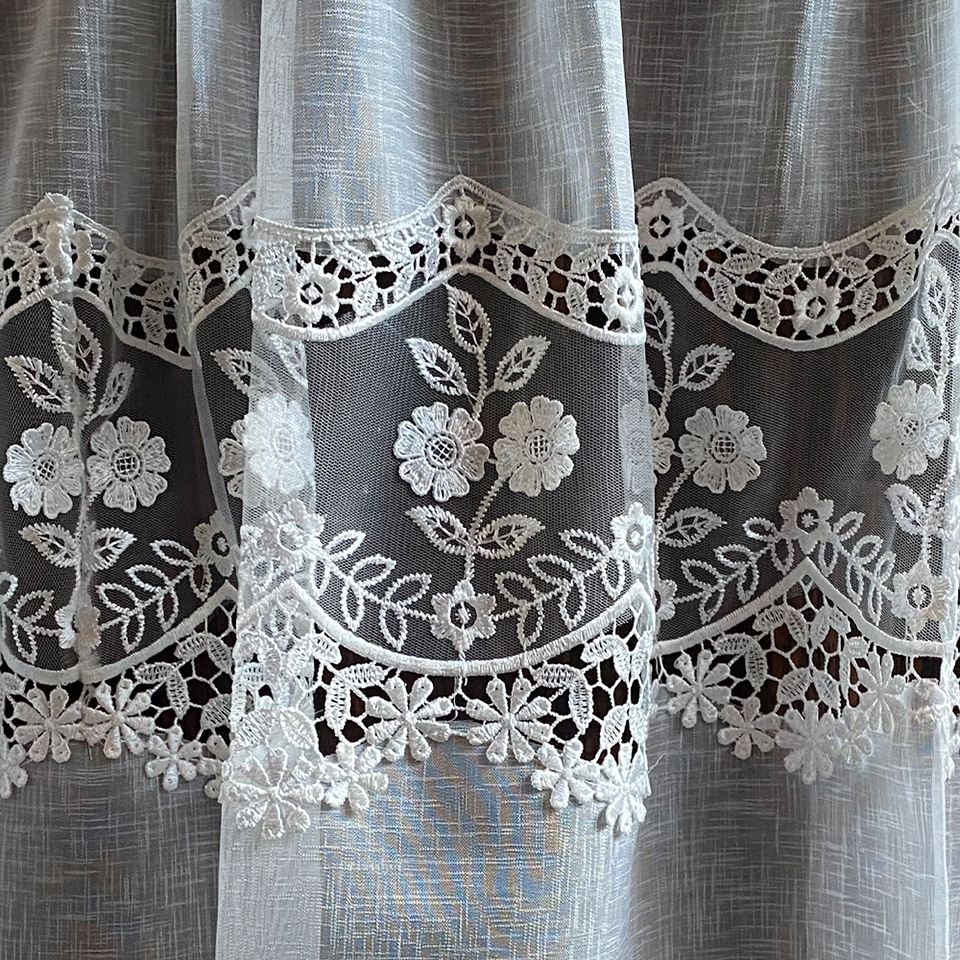 カフェカーテン カーテン 小窓用 ファブリック レース 刺繍 インテリア雑貨 画像3
